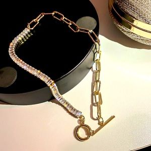 Luxury Gold Tone Crystals Choker 14 inches